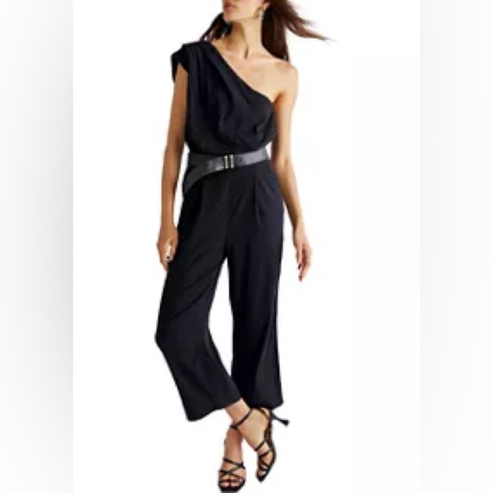 Free People Black One-Shoulder Jumpsuit